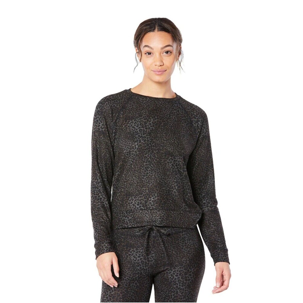 beyond yoga womens oversized crewneck sweatshirt Pullover Black 1X